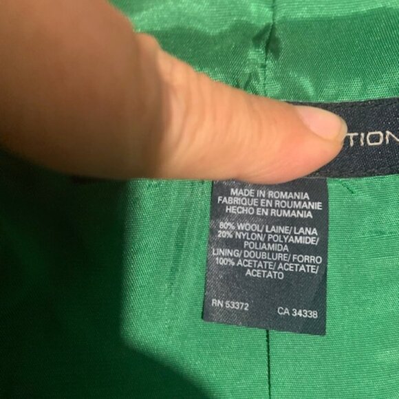 French Connection Women's Wool Blend Green Mid Length Stylish Peacoat - Size 10 - Picture 3 of 12